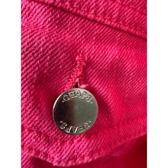 CHAPS by Ralph Lauren Hot Pink Denim Flap Jacket MED Womens Spring Barbie Scene - Picture 4 of 10